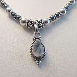 Sterling Silver Pear Moonstone pendant necklace